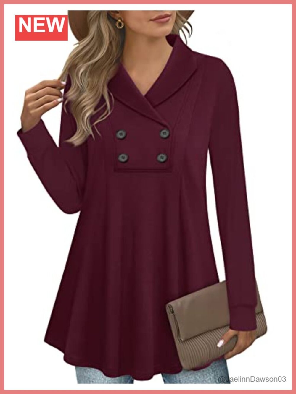 Womens V Neck Button Front Tunic Sweatshirt Long Sleeve Pullover Top